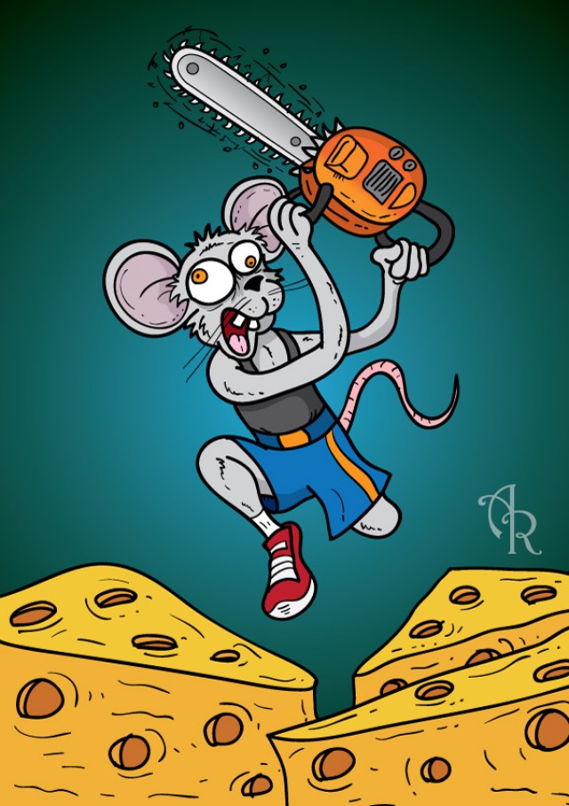 Chainsaw Cheese Mouse Cartoon