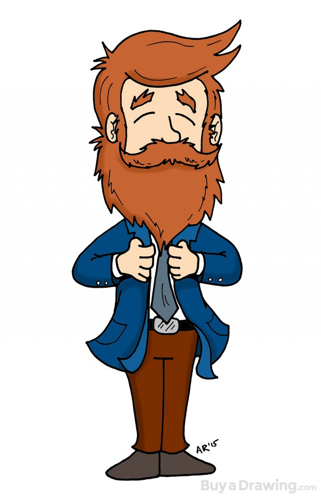 Cartoon Drawing of a Beardsman