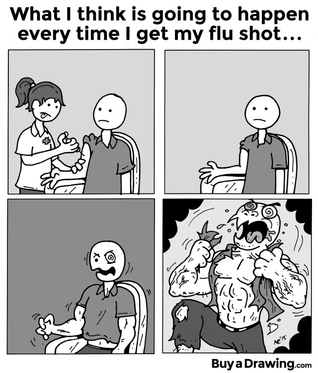 Getting a Flu Shot Comic / Cartoon