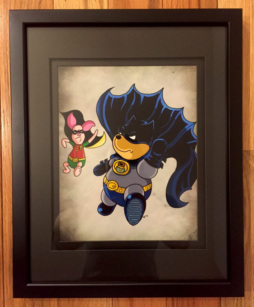 160304 Pooh and Piglet Batman and Robin - Framed