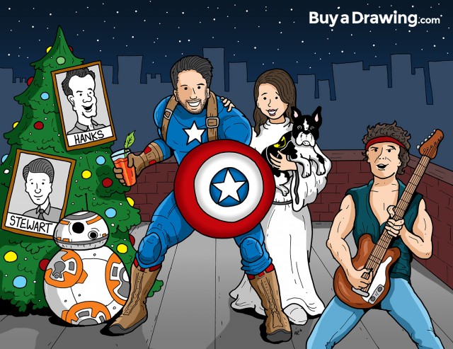 Captain America, BB8, Bruce Springsteen and More Cartoon Drawing