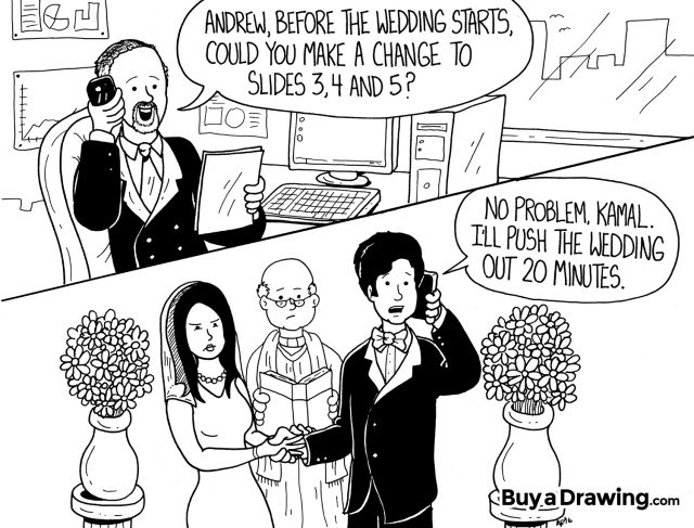 Funny Cartoon Wedding Drawing for Co-Worker