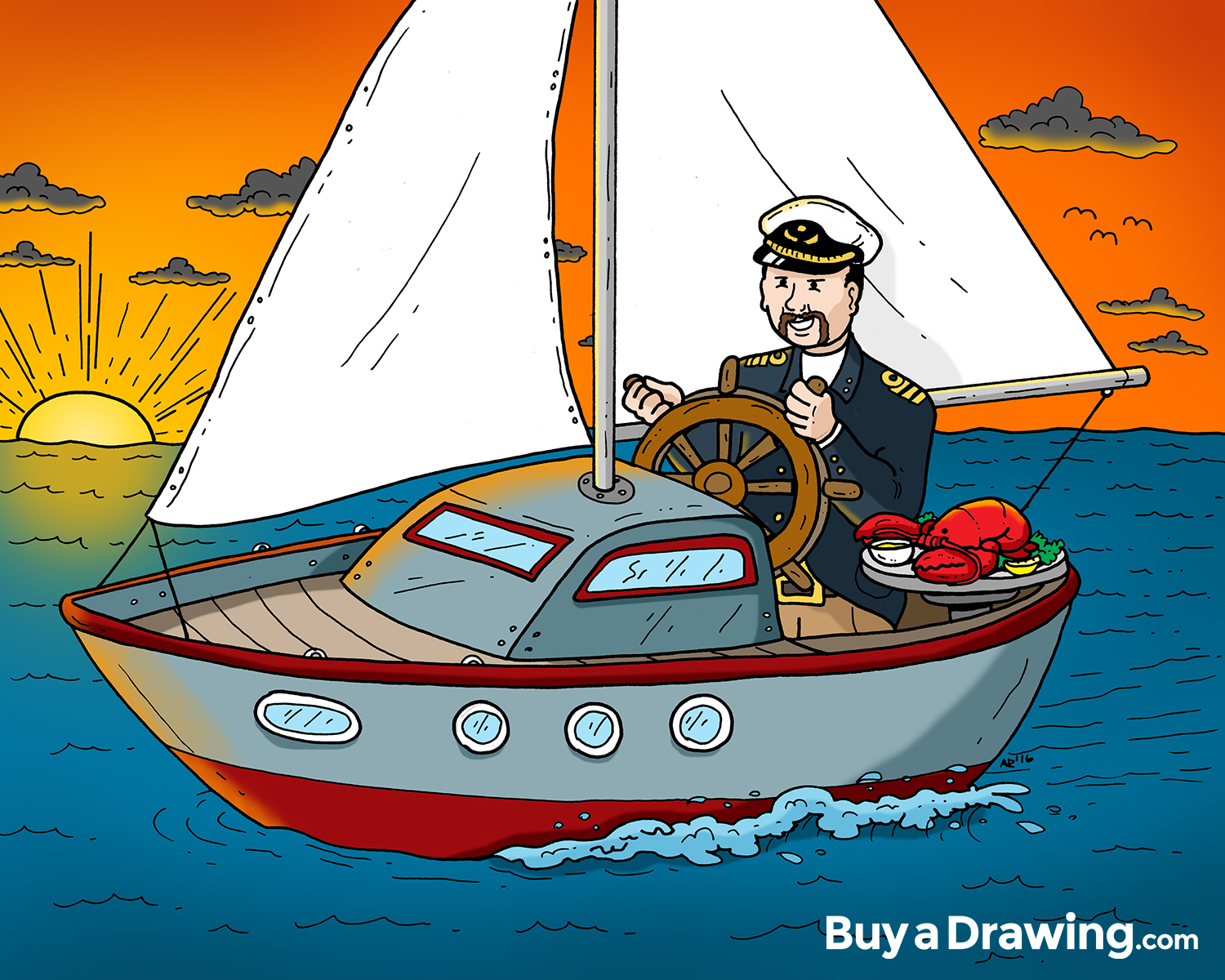 Custom Sailing Drawing Gift