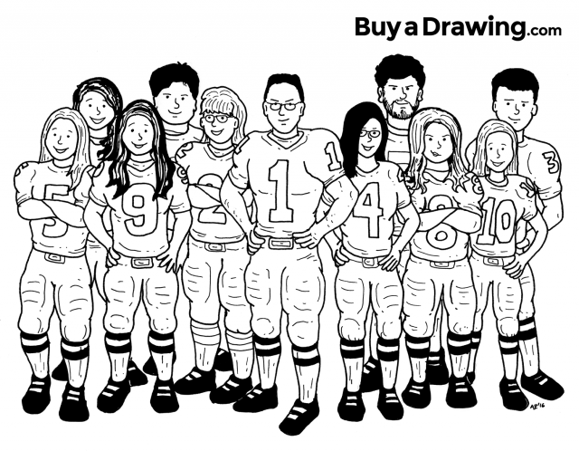 Oklahoma Football Family Portrait Cartoon Caricature