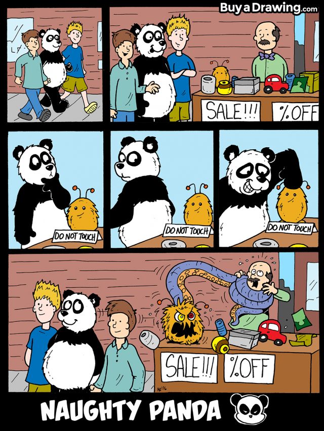 Naughty Panda Comic Strip Panel Drawing