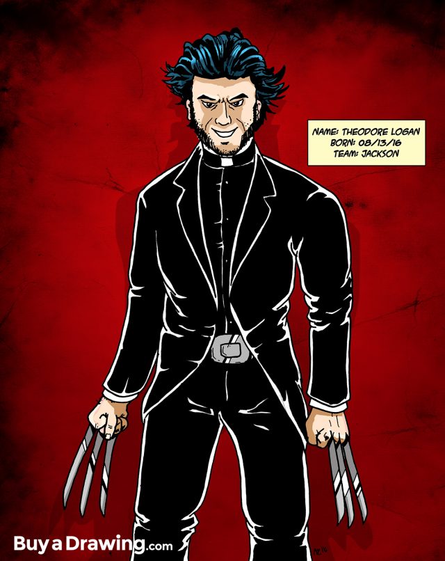 Wolverine Drawn as a Catholic Priest Comic Drawing