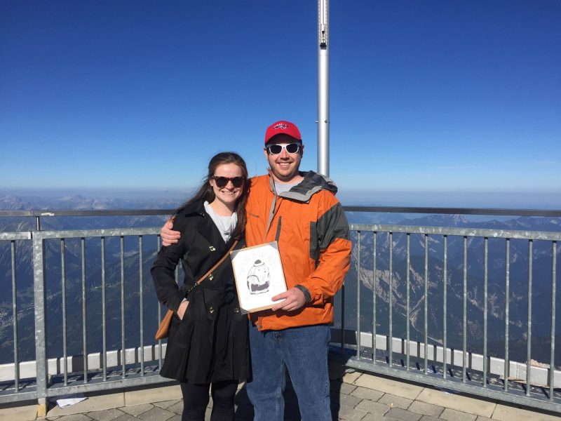 John and his now fiancé engaged on top of the highest mountain in Germany called the Zugspitze.