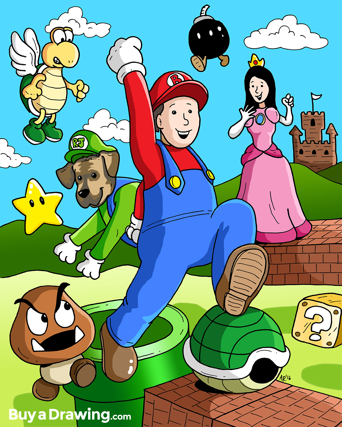Bill as Super Mario Cartoon Drawing