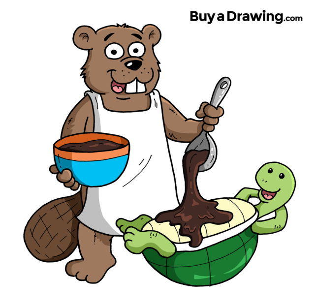 Cartoon Beaver and Turtle Drawing for Business Mascots