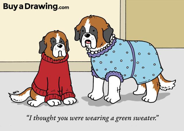 St. Bernard Dog Custom Cartoon Drawing for a Gift
