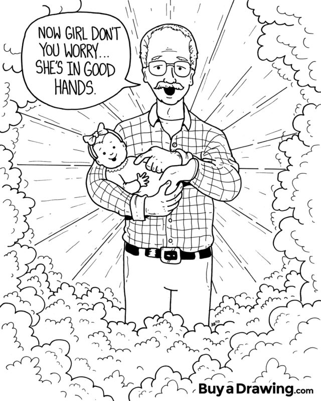Drawing of a Grandfather and His Granddaughter in Heaven