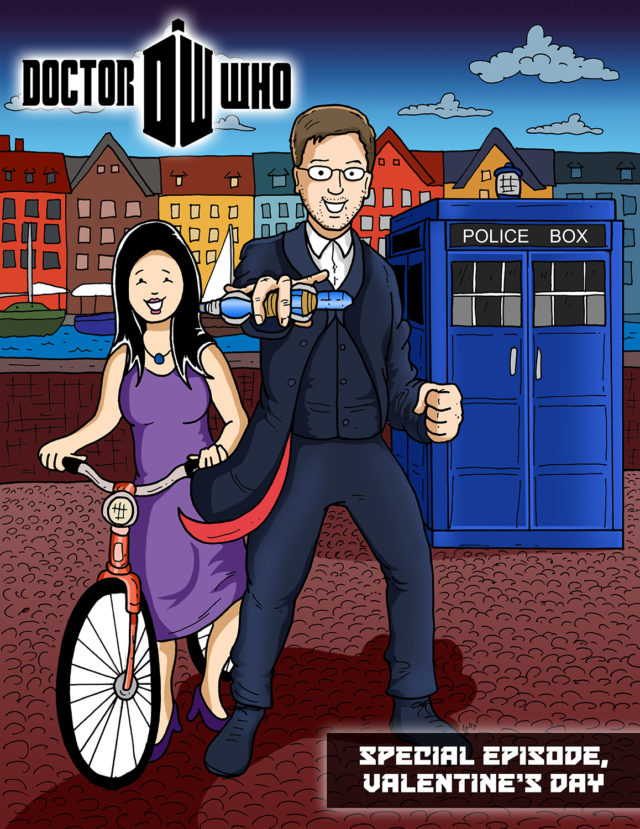 Dr. Who Custom Cartoon Drawing for a Dr. Who Couple
