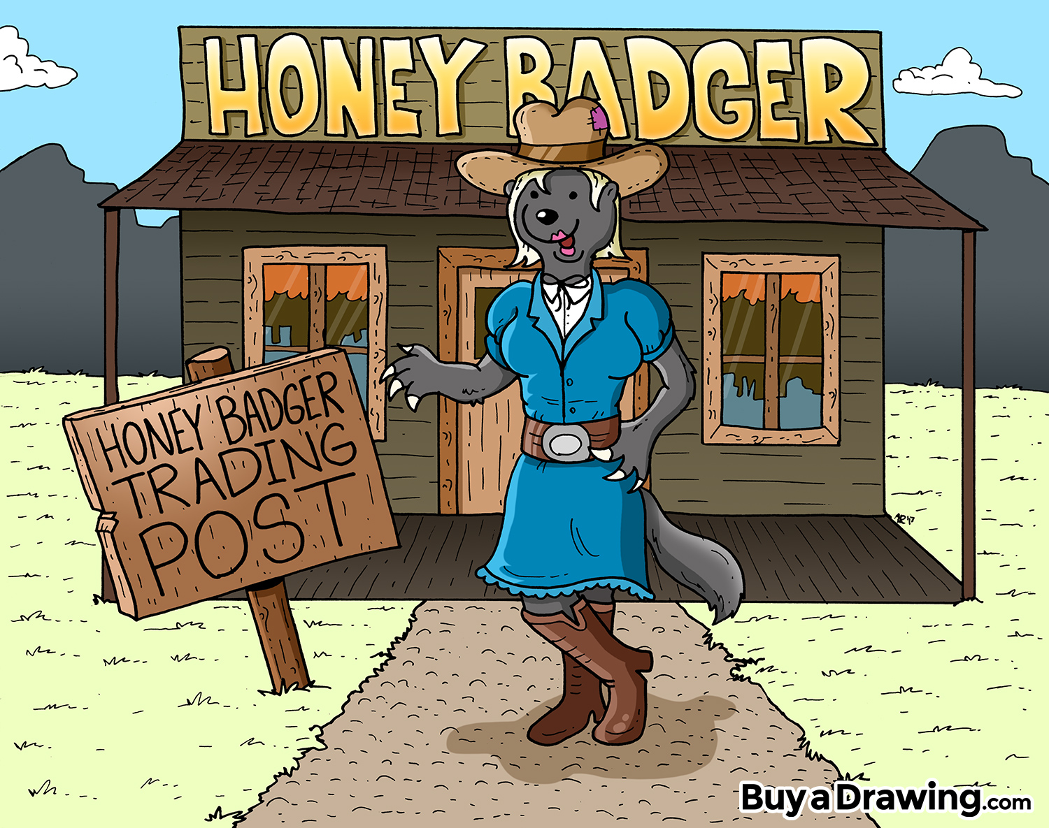 Cartoon Honey Badger Drawing for a Trading Post
