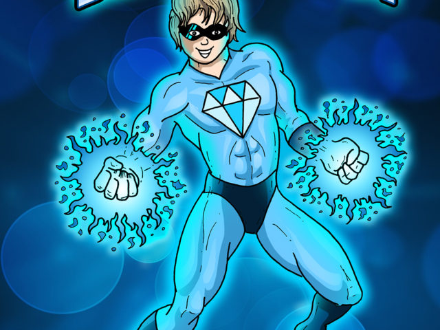 Custom Cartoon Superhero Drawing - Super Diamond Boy